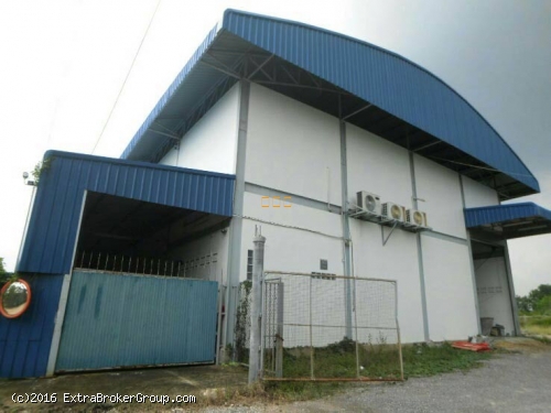 p0100, โกดัง/โรงงาน พร้อมที่ดินถมและล้อมรั้วคอนกรีตแล้ว เนื้อที่ 3 ไร่ ใช้งานได้ทันที สภาพดี มีใบอนุญาต ร.ง,   